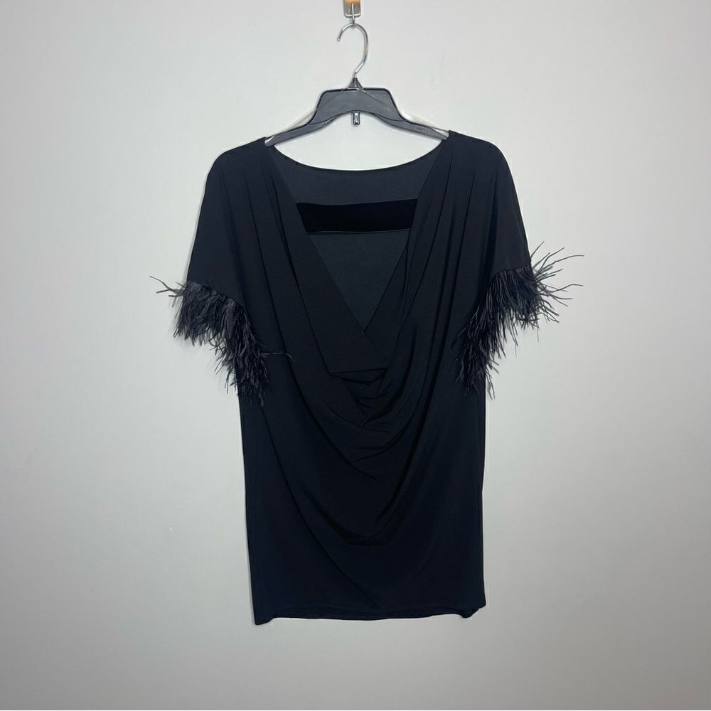 Jay X Jay Godfrey Womens Black Cocktail Budden Mini Dress Feather Sleeve New - Picture 9 of 14